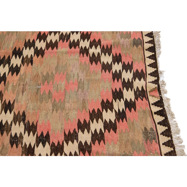 1960s Vintage Turkish Kilim Peach Handmade Tribal Wool Rug For Sale In New York - Image 6 of 10