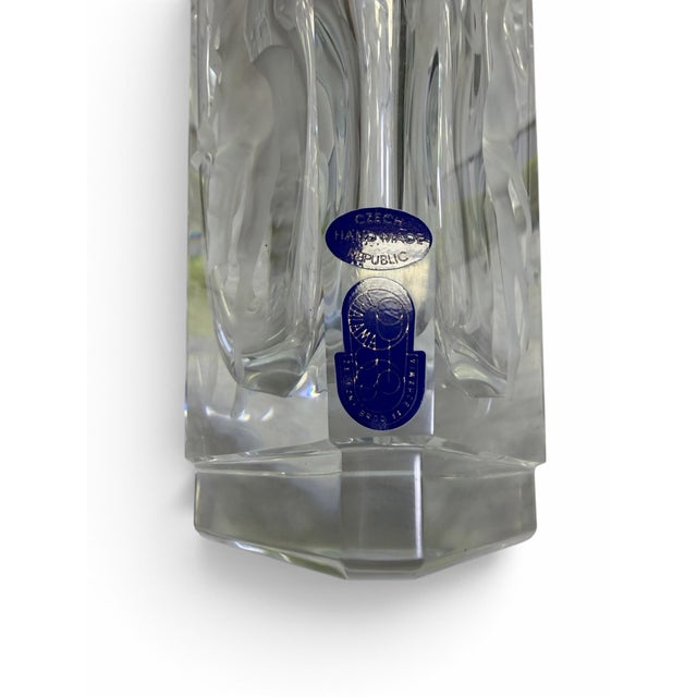 Art Deco Frantisek Halama Triangular Crystal "Three Maidens" Intaglio Vase For Sale In West Palm - Image 6 of 6