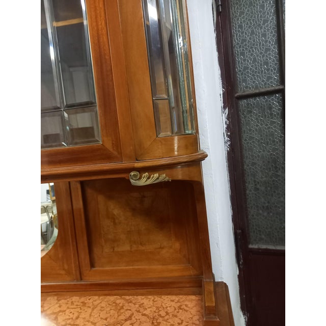 Double-Body Sideboard with Mirror and Red Marble Top, 1940s For Sale - Image 3 of 10