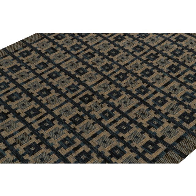 Rug & Kilim Rug & Kilim's Scandinavian Style Kilim Rug in Blue and Beige-Brown Geometric Pattern - 9'x12' For Sale - Image 4 of 7