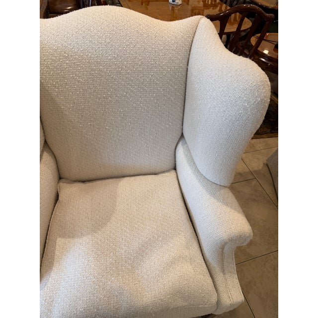 Wood Pair of Baker Furniture Morse Wingback Arm Chair For Sale - Image 7 of 13