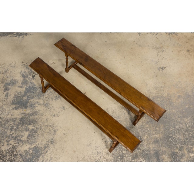 Late 19th Century French Provincial Oak Farmhouse Benches – A Pair For Sale - Image 16 of 16