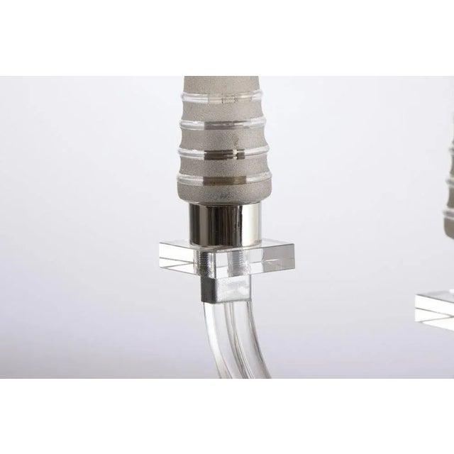 Art Deco Twin Candelabra Lamp with Original Glass Shades from Adnet, 1920s For Sale - Image 3 of 8