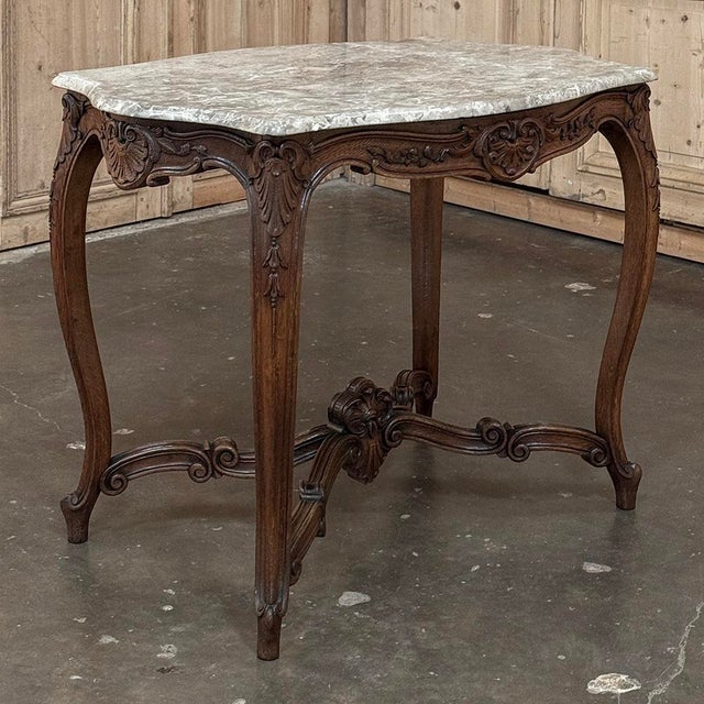 Antique French Louis XV Marble Top Center Table For Sale - Image 10 of 18
