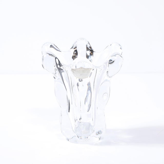 Mid-Century Modernist Splash Form Crystal Vase Signed Art Vannes For Sale - Image 13 of 18