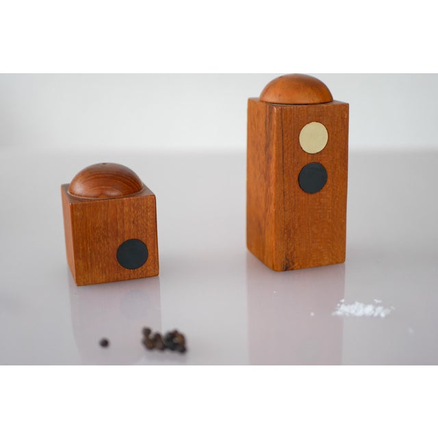 Wood Mid-Century Modern Danish Teak Salt and Pepper Shaker Set, Set of 2 For Sale - Image 7 of 15