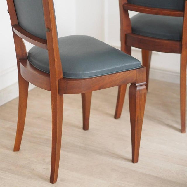 Art Deco Chairs with Petrol Faux Leather Seats, 1930s, Set of 6 For Sale - Image 13 of 18