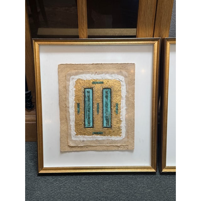 Kara Young - Framed Mixed Media Abstract Works, a Pair For Sale - Image 9 of 12