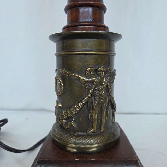 Mid 20th Century Neoclassical Frederick Cooper Mahogany Brass Table Lamp W/ Shade For Sale In Tampa - Image 6 of 10