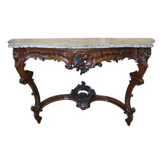 Large Louis XV Walnut Console Table, 19th Century For Sale