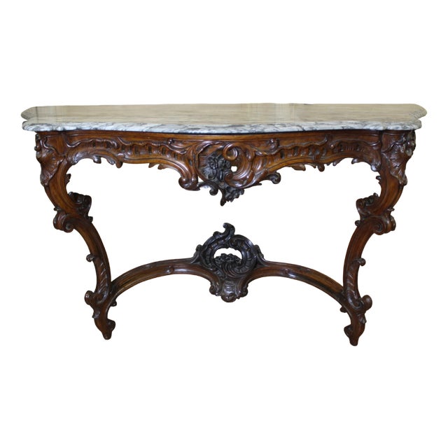 Large Louis XV Walnut Console Table, 19th Century For Sale