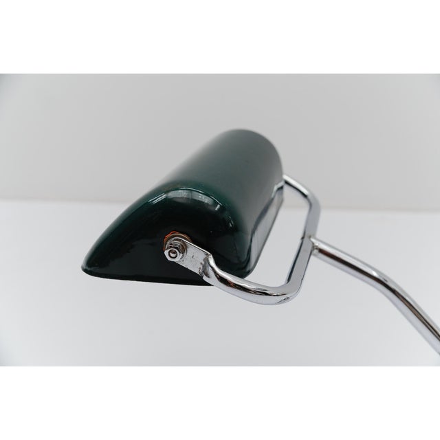 Bauhaus Chrome and Green Enamel Banker Lamp by Jacobus, 1930s For Sale - Image 15 of 18