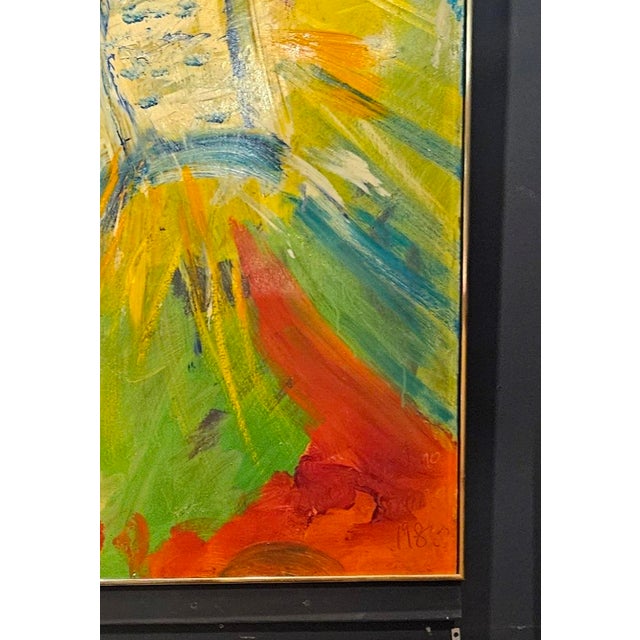 Abstract 1980s Large Polychrome Expressionistic Painting by Sirena (Aka Antonia Mastrocristino Sirena) For Sale - Image 3 of 14