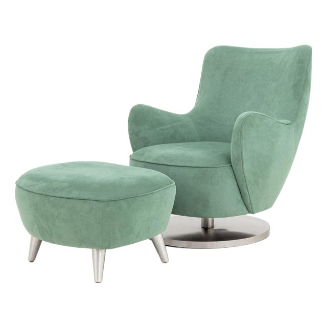 Vladimir Kagan Barrel Swivel Chair and Ottoman For Sale