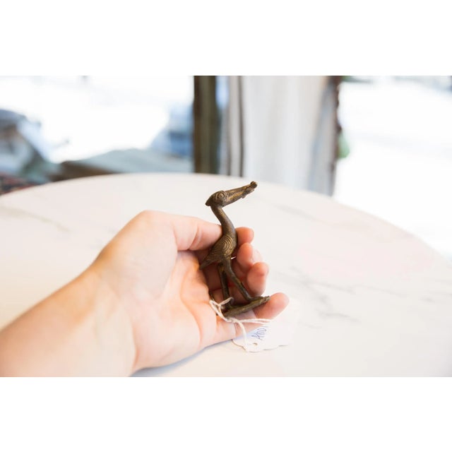 Mid 20th Century Vintage African Dark Bronze Stork With Fish For Sale - Image 5 of 6