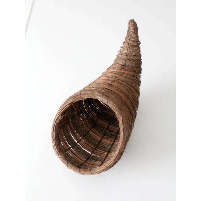 Mid 20th Century Vintage Woven Cornucopia Basket For Sale - Image 5 of 13