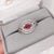 Red Celtic Inspired East West Mozambique Ruby and Natural Diamond Ring in 14k Gold, Size 6.75 For Sale - Image 8 of 11