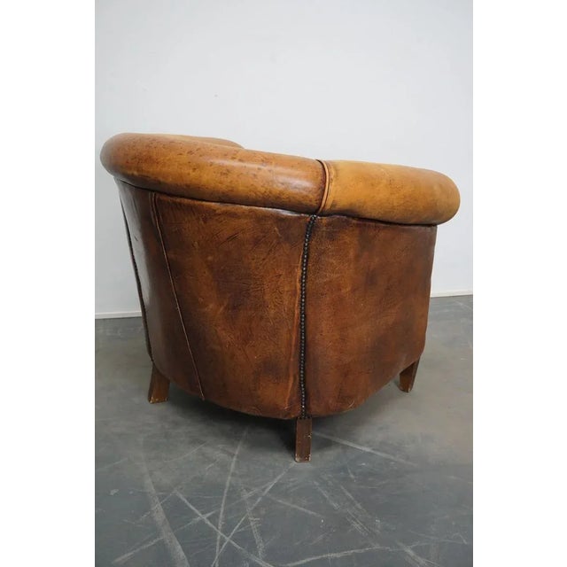 Vintage Dutch Cognac Colored Leather Club Chair For Sale - Image 9 of 15