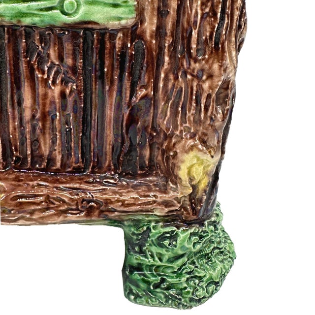 A Palissy Ware Majolica Jardinière, Bird's Nest and Snake, School of Paris, 1880 For Sale - Image 9 of 11
