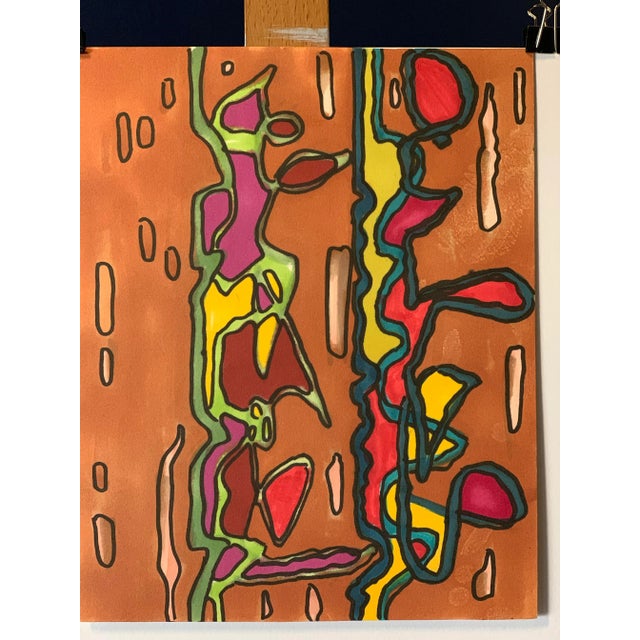 Mid-Century Modern 1980s "Brown Dna" Abstract Drawing For Sale - Image 3 of 5