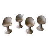 Vintage 1970s Willy Guhl Brutalist Concrete Tulip Chairs Set of 4 Unmarked For Sale