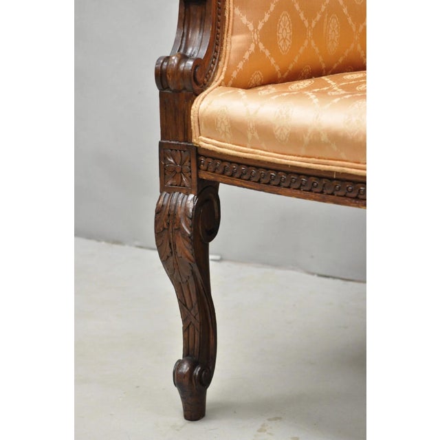Antique French Victorian Louis XV Style Open Carved Walnut Loveseat Settee Sofa For Sale - Image 10 of 17