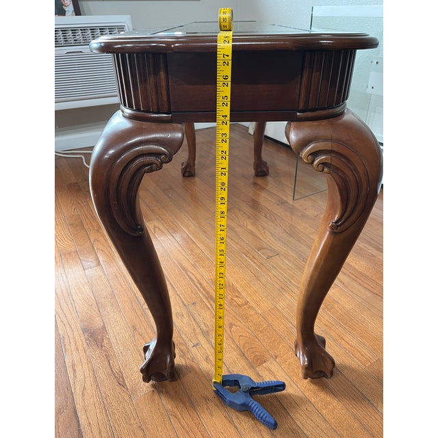 Vintage Chippendale Style Mahogany Dual Glass Top Console Sofa Table For Sale - Image 9 of 12
