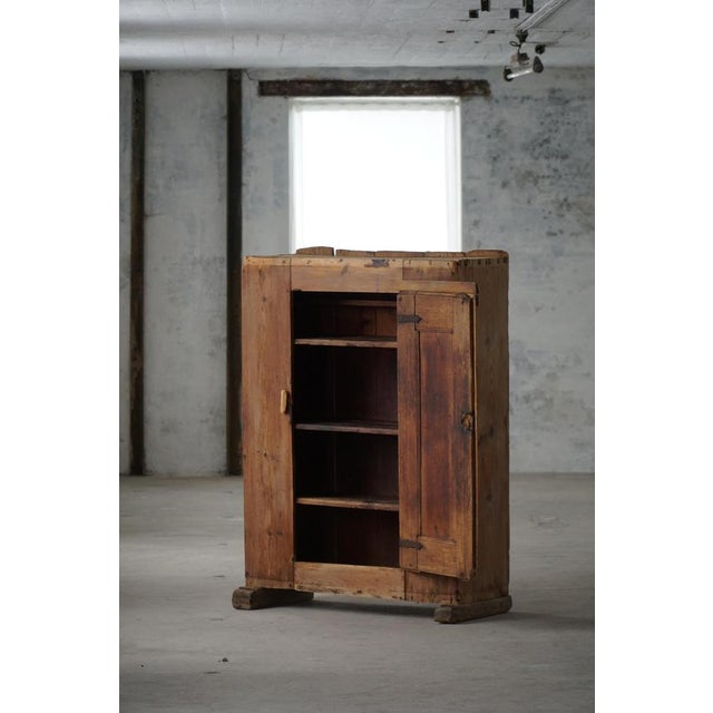Antique Swedish Primitive Patinated Folk Art Cabinet in Pine, 1700s For Sale - Image 3 of 18