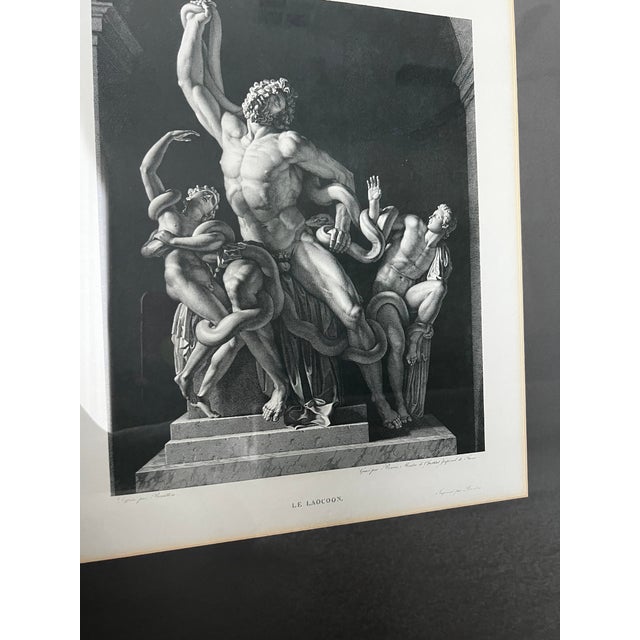 Rustic “Le Laocoön” Classical Figural Print in Rustic Wood Frame, 32 × 25.5 Inches For Sale - Image 3 of 9