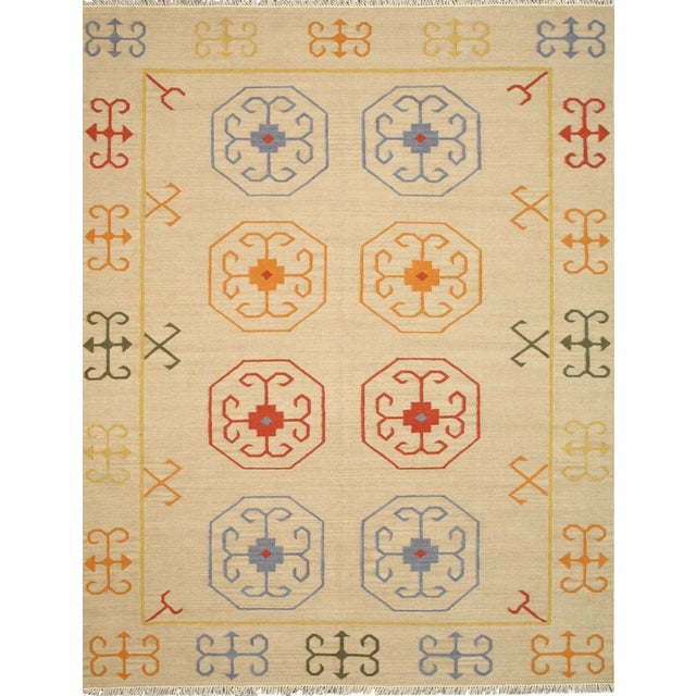5'6"x10 Harlow Kilim Ivory Nan Floral Traditional Flatweave Wool Carpet Rug For Sale In New York - Image 6 of 6