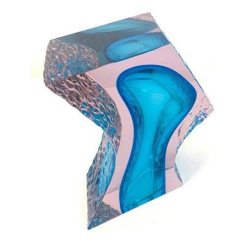 Murano Glass Sculptural Vase in Light Blue and Purple from Alessandro Mandruzzato, 1960s For Sale - Image 11 of 12