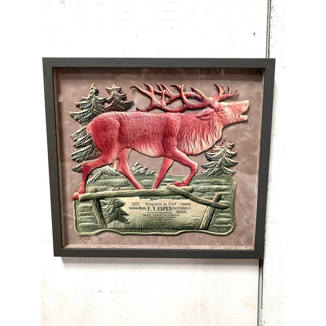 Elk 3 -D Artwork Marked 5/22 Vintage 1950's For Sale - Image 9 of 9