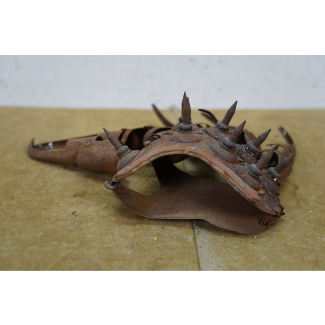 2 Antique Cantonese Tiger Claw Armored Metal Combat Spiked Gloves Chinoiserie For Sale - Image 4 of 10