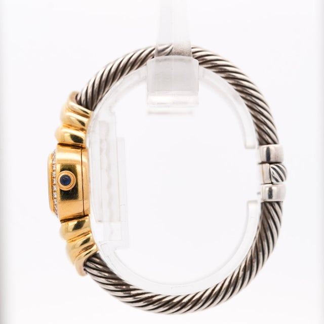 2010s David Yurman Mother of Pearl Diamond Bezel 18k Gold Silver Vintage 1990s Watch For Sale - Image 5 of 10
