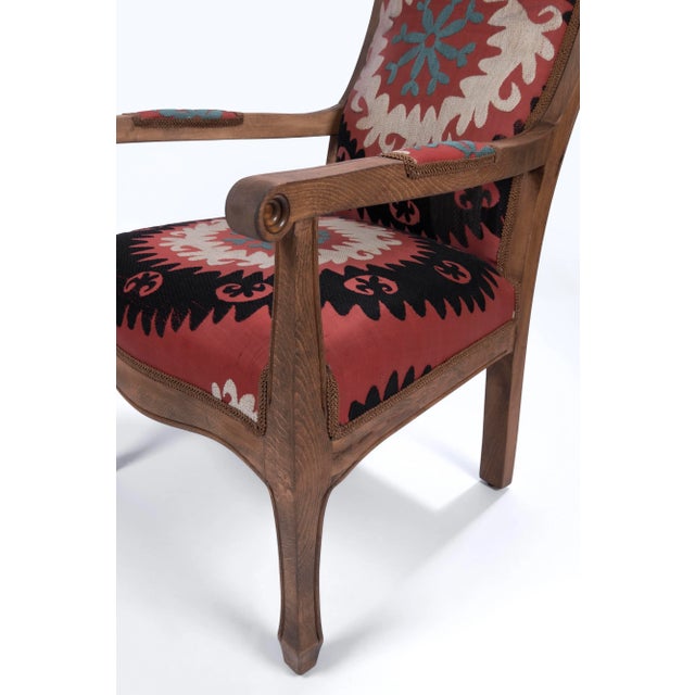 1990s Suzani Embroidered Red Chair For Sale - Image 5 of 13