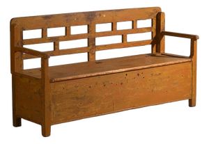 Vintage Painted Storage Bench in Pine, 1920