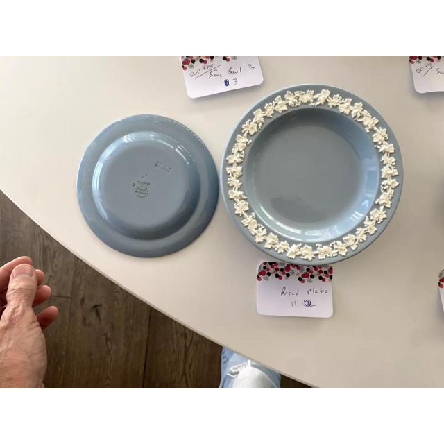 Wedgwood Queens Ware England-Embossed Cream on Blue-Smooth Cream color on lavender. No Chips! 16 footed teacups 11 salad...