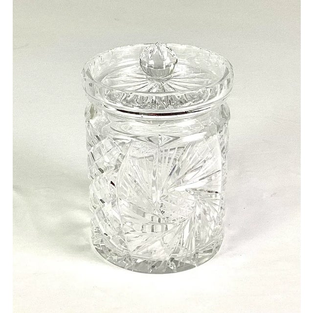 American 1980s Vintage Cut Glass Biscuit Jar For Sale - Image 3 of 7