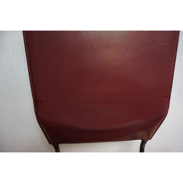 Matteo Grassi Armchairs in Bordeaux Red Leather by Ross Littell for Matteo Grassi, Steel, Italy, 1980s, Set of 2 For Sale - Image 4 of 18