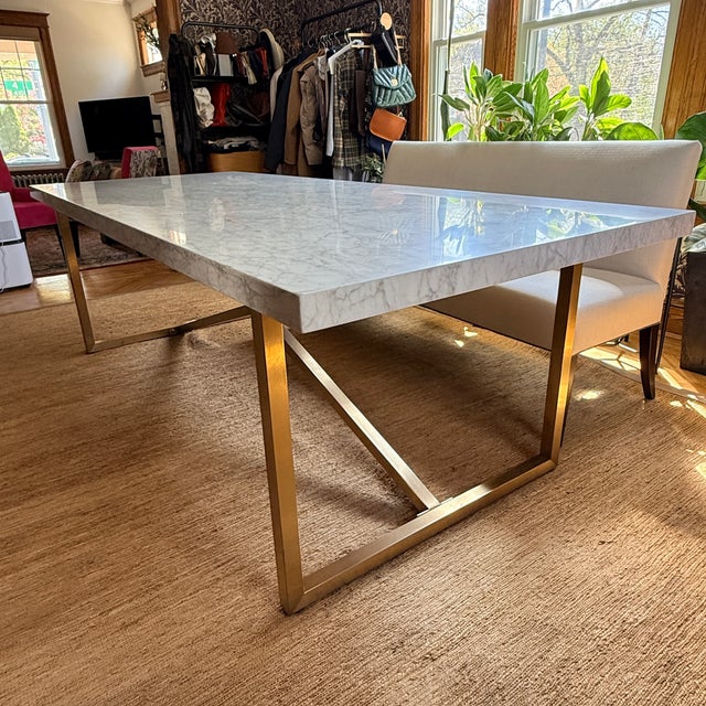 White Rh 96” Torano Marble Dining Table For Sale - Image 8 of 8