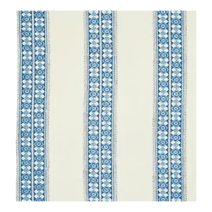 Schumacher Amira Hand Blocked Print Fabric in Indigo