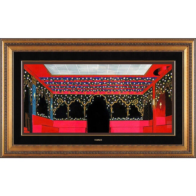 Late 20th Century Set Design Art Deco Red Gouache Paint on Art Paper Erté For Sale