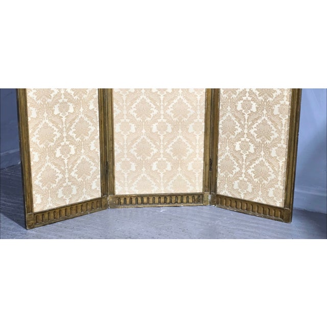 Antique French Three Fold Gilt Screen, 1880 For Sale - Image 9 of 10