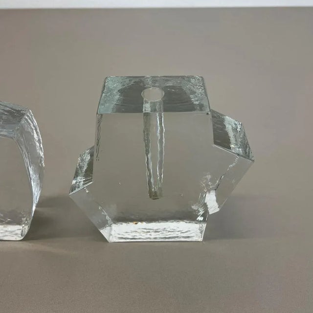 Glass Brutalist German Rock Glass Vases attributed to Peill and Putzler, 1970s, Set of 2 For Sale - Image 7 of 18