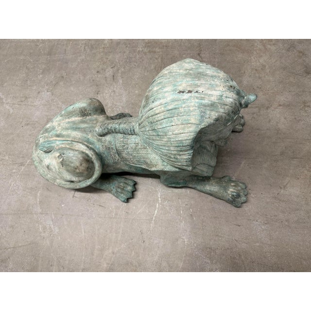 Metal Large Grand Tour Bronze Sphinx in Repose Statue For Sale - Image 7 of 12