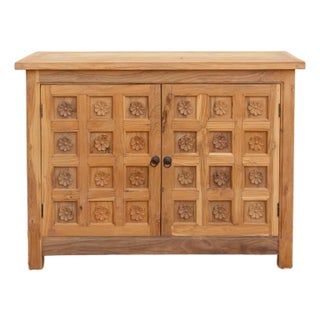 Carved Floral Lotus Buffet Cabinet For Sale