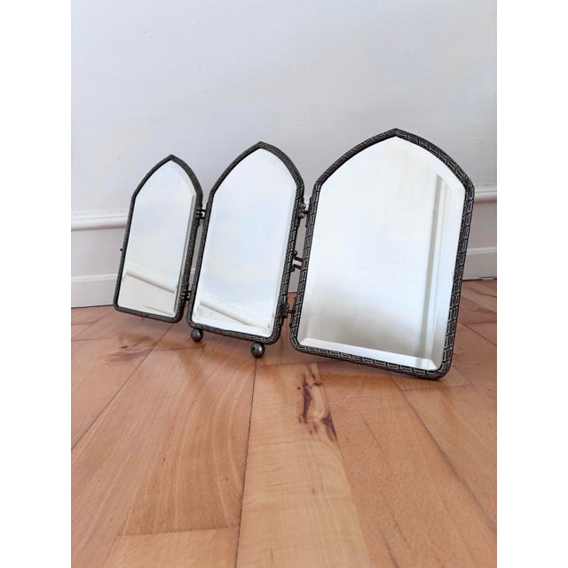 Silver Art Deco Tri-Fold Boudoir Vanity Mirror, English, 1920s For Sale - Image 8 of 15