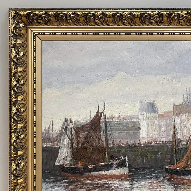 Early 20th Century Antique Framed Oil Painting on Canvas by G. Hodeige Dated 1936 For Sale - Image 5 of 13