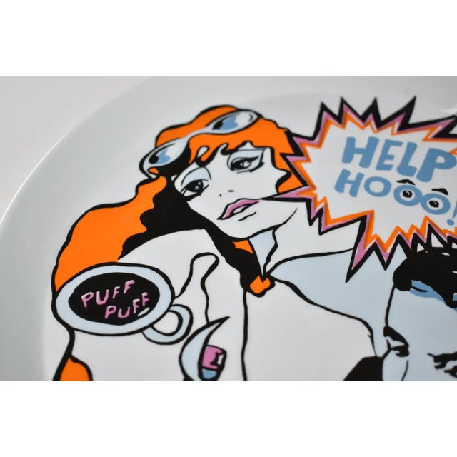 1965 Franco Pozzi Italian Graphic Ceramic Plates, Pair For Sale - Image 6 of 10