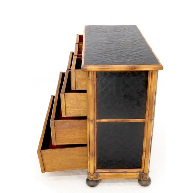 Mid-Century Modern Rattan 7 Drawer Bachelor Chest of Drawers by Baker For Sale - Image 3 of 13